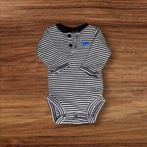 Carter's Just One You Black & White Stripe Long Sleeve Onesie Size Newborn